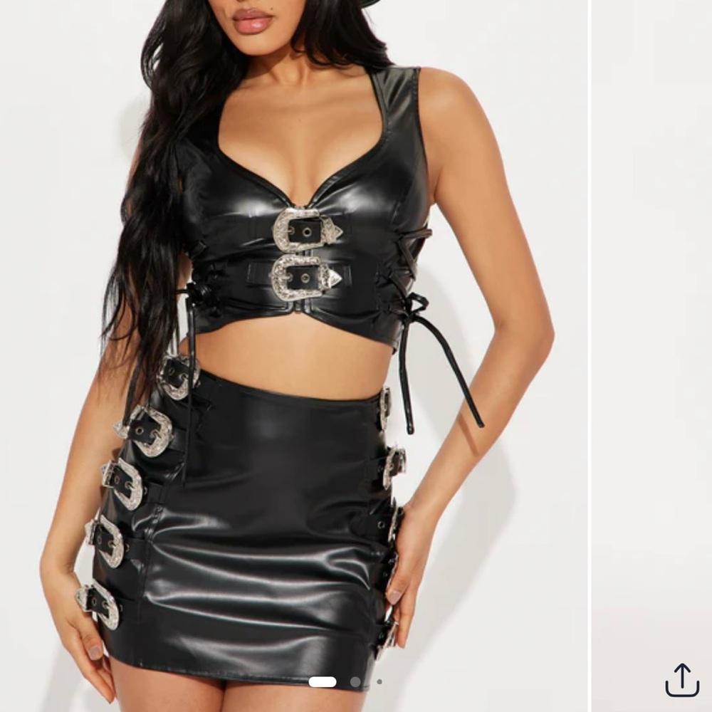 Black Buckle Detail Two Piece